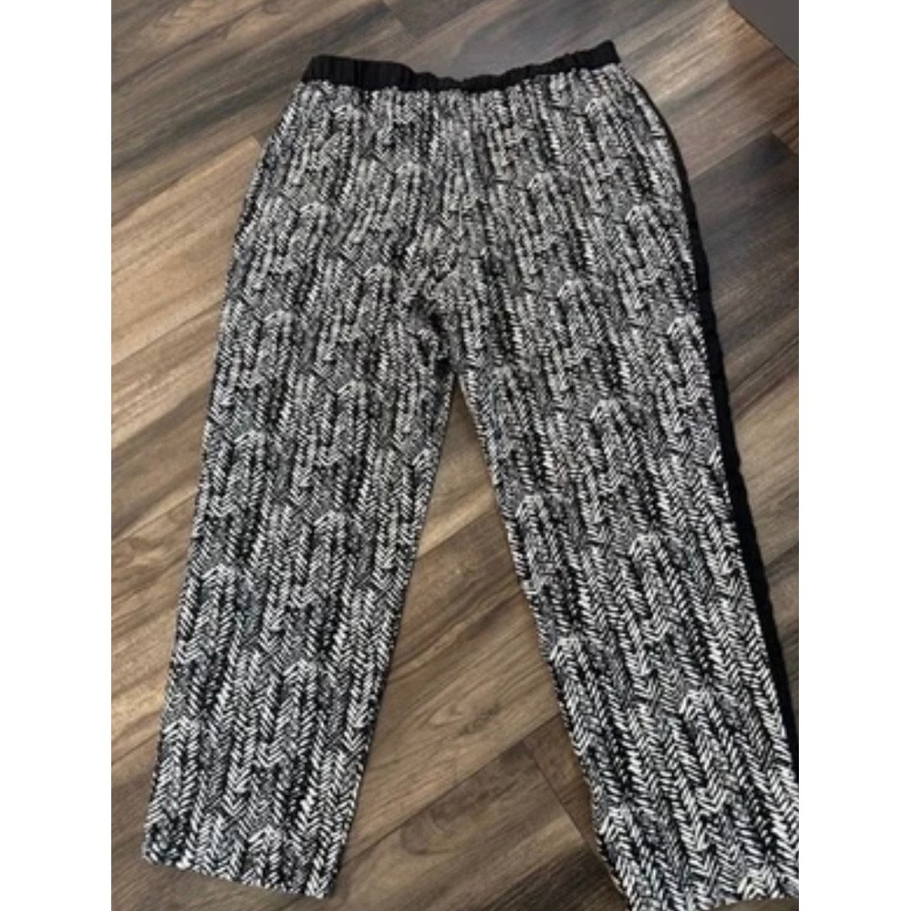 Vince Camuto Black White Chevron Geometric Drawstring Jogger Pants Womens Small - Picture 3 of 3